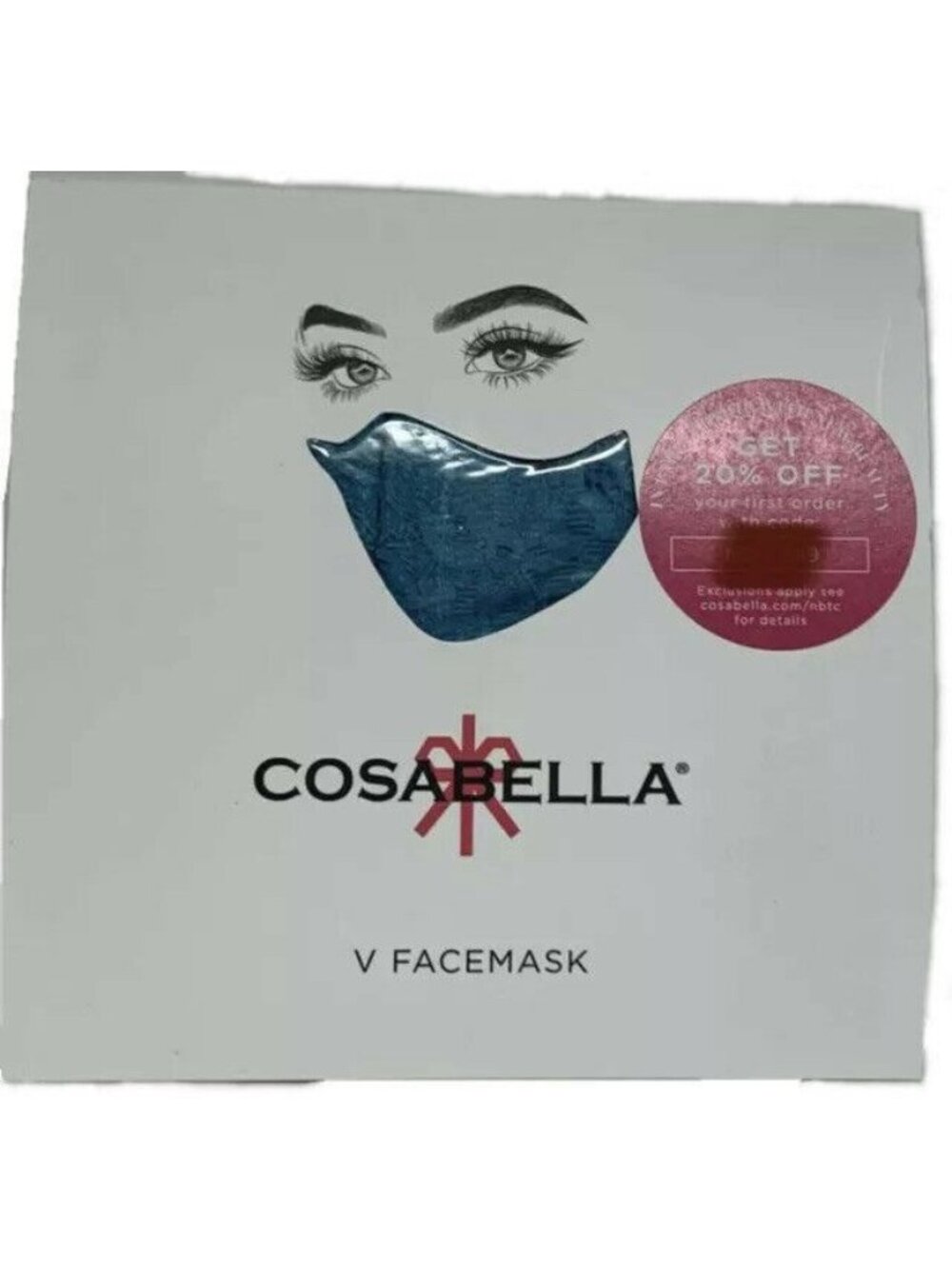 Cosabella Face Mask Never Say Never V in Picasso Blue NEVER9923 Pleated One Size